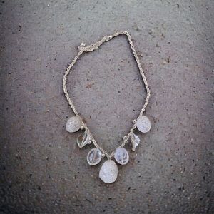 White stones with silver chain necklace